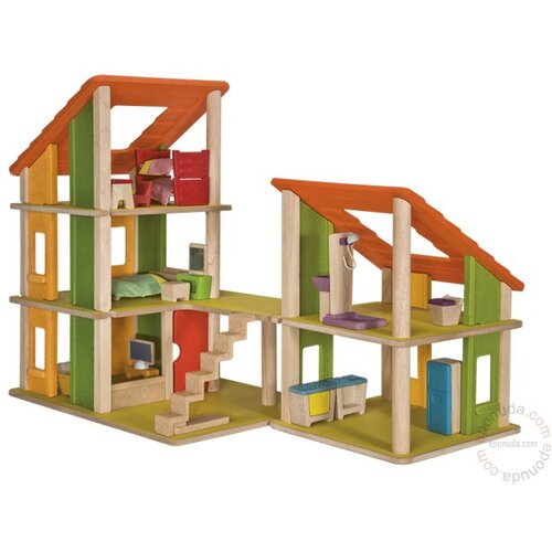 Plan Toys drvena planinska kućica za lutke sa nameštajem Slike