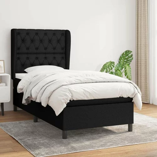 Box spring postelja z vzmetnico črna 80x200 cm blago, (20791587)