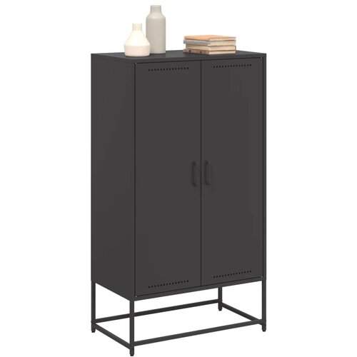  Visoka komoda crna 68,5 x 38,5 x 123,5 cm čelična Slike