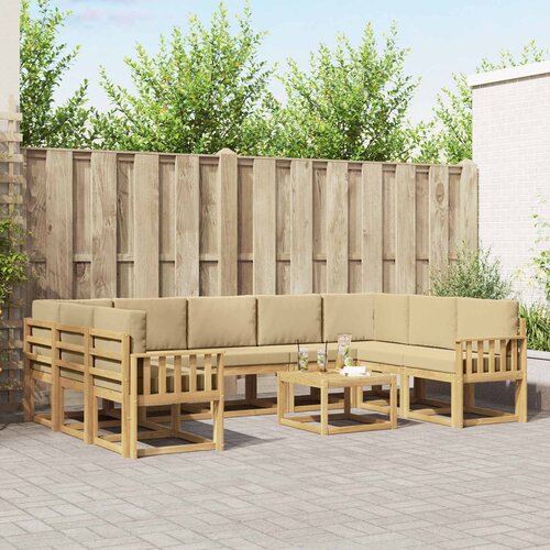  Set vanjskih sofa 10 pcs Bijela i bež 59 x 59 x 37 cm Poliester Slike
