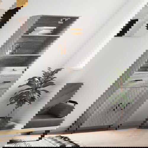 vidaXL Visoka komoda siva sonoma 69,5x34x180 cm inženirski les Cene
