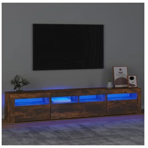  TV omarica z LED lučkami dimljeni hrast 210x35x40 cm