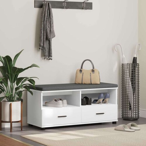  Klupa za hodnik s jastukom s ladicama Bijelo 100 x 38 x 46 cm Cijene