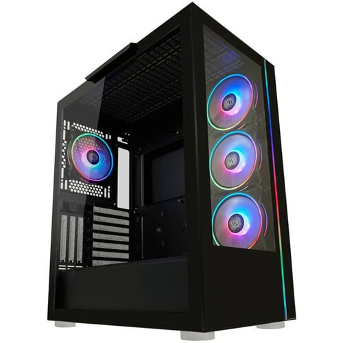 LC-Power Case Gaming 808B Midi-ATX, black, HD Audio, 4x 120mm ARGB fan, 1x USB-C Slike