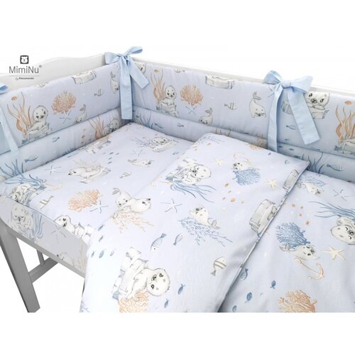 MimiNu Posteljina set 5 elem. Tuljan plavi (za krevetić 120x60 cm) Cijene
