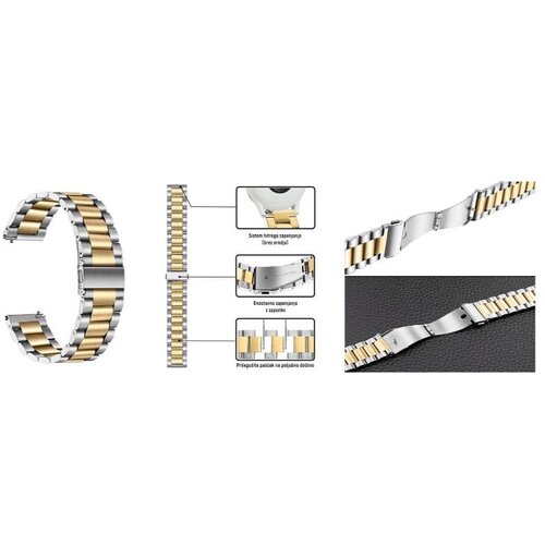 Chameleon Kovinski pašček 18 mm, Silver Gold, za pametno uro Cene