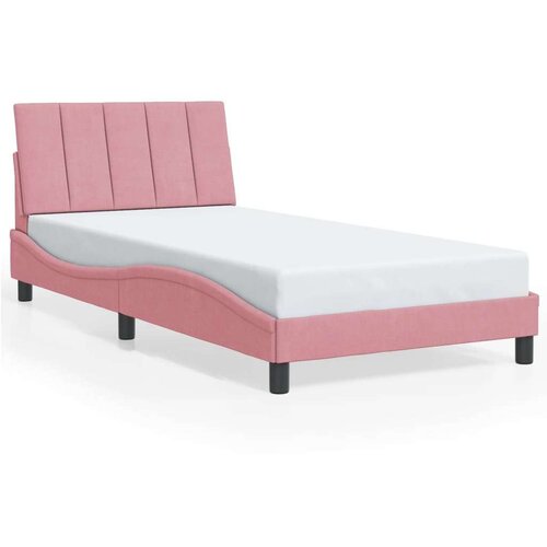  Posteljni okvir z LED lučkami roza 100x200 cm žamet Slike