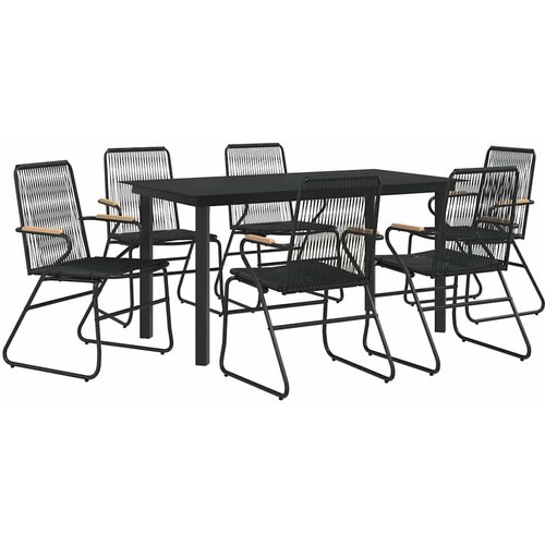  7-dijelni vrtni blagovaonski set od PVC ratana crni Slike