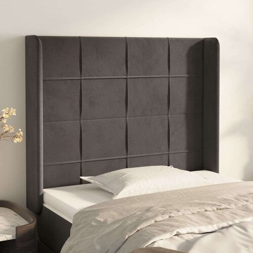  Uzglavlje s u&amp;scaron;ima tamnosivi 93x16x118/128 cm bar&amp;scaron;unasti Slike