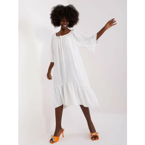 Fashion Hunters Ecru midi oversize dress with frills