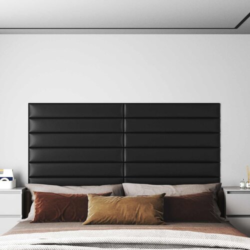  Zidna uzglavlja 12 pcs 90 x 15 cm Crna tkanina Cijene