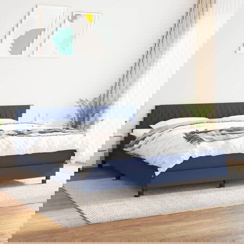  The Living Store Box spring postelja z vzmetnico modra 160x200 cm blago - Box Spring Postelja, (21455890) Slike