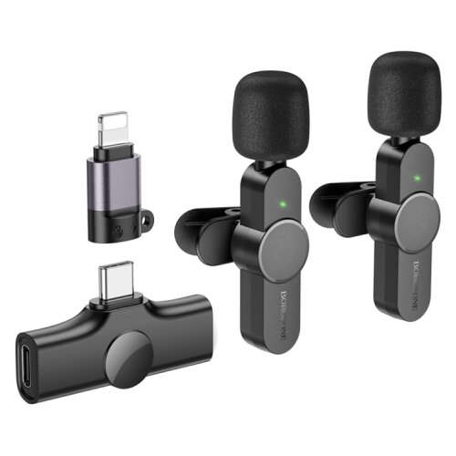 Borofone Dva mikrofona wireless iPhone/lightning Type-C BFK12 Trophy lavalier digital black Cijene
