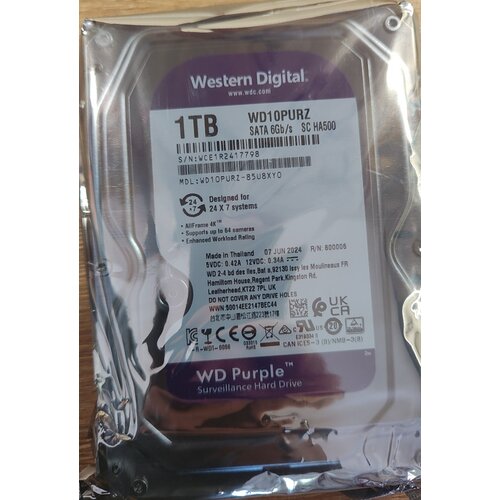 Western Digital HDD 3.5 ** 1TB WD10PURZ Purple 24/7 5400RPM 64MB SATA3 Cene