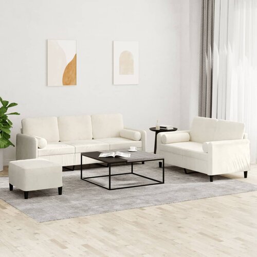 vidaXL Sedežna garnitura 3-delna z vzglavniki krem žamet Cene