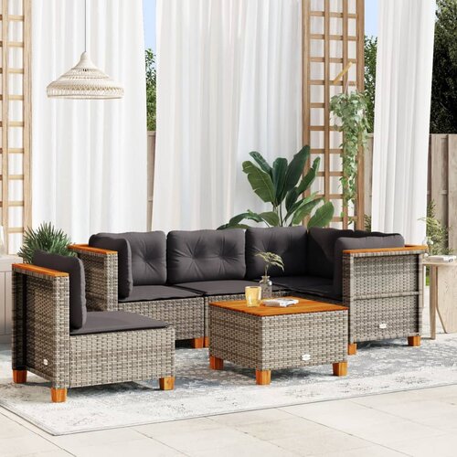 vidaXL 6-dijelni set vrtnih sofa od poliratana s jastucima sivi Cijene