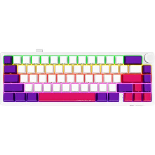 Lorgar Wireless mechanical gaming keyboard Pro, 2.4 GHz, Toxic Purple switches, white red purple ( LRG-KBP70MW-WH-US ) Cene