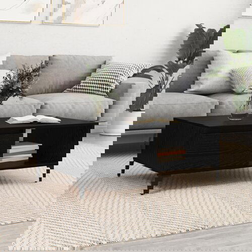 VidaXL s policom s pohranom s vratima Crni hrast 90 x 60 x 35 cm Konstruirano drvo Slike