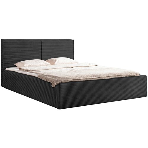 MID.YOU OBLAZINJENA POSTELJA 180 cm x 200 cm , les, tekstil, leseni material barve grafita Slike