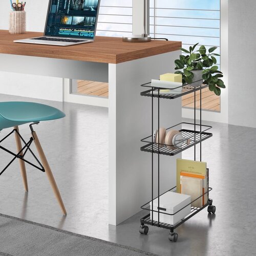 Metaltex Mat crni željezni regal na kotačima 38x62x16 cm Lava &amp;ndash; Slike