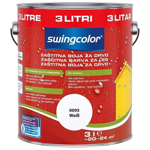 SWINGCOLOR Za&scaron;čitna barva za les (Bela, 3 l, Svilnati sijaj) Cene
