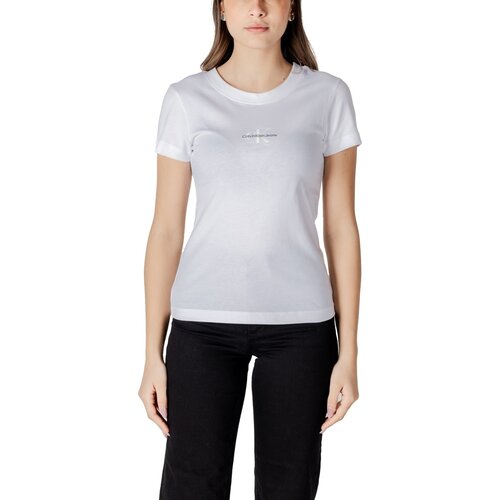 Calvin Klein Jeans Majice s kratkimi rokavi MONOLOGO TEE J20J223563 Bela Cene