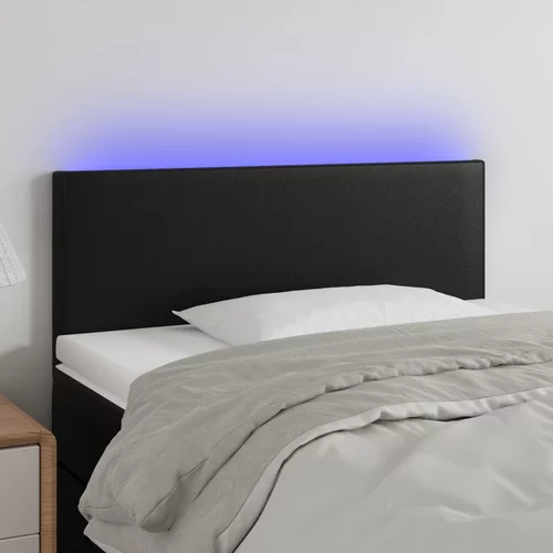 vidaXL LED posteljno vzglavje črno 100x5x78/88 cm umetno usnje