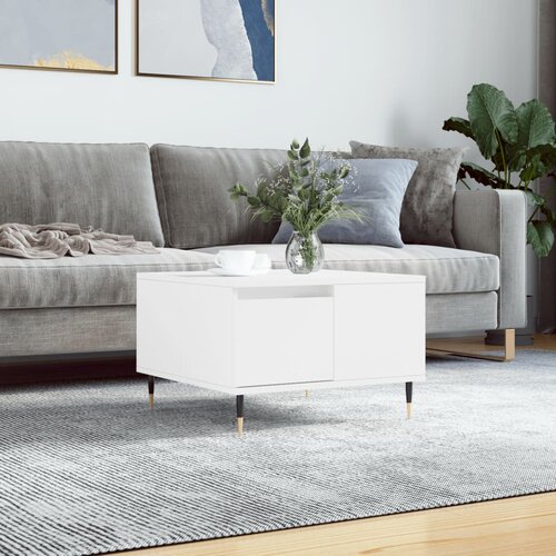 vidaXL Klubska mizica bela 55x55x36,5 cm inženirski les Cene
