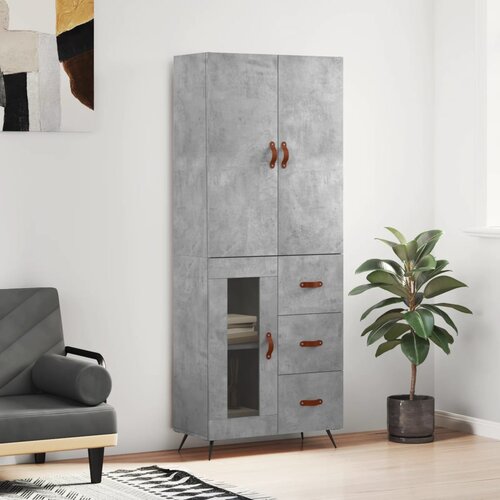 VidaXL Visoka komoda betonsko siva 69,5x34x180 cm inženirski les Slike