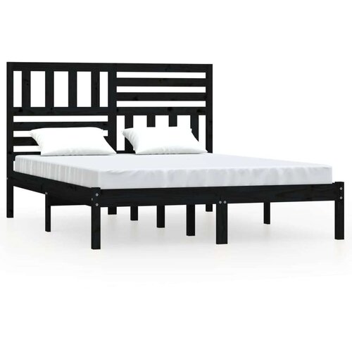 VidaXL okvir za krevet od masivne borovine crni 140 x 190 cm Slike