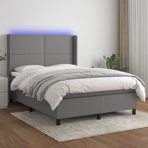 The Living Store Box spring postelja z vzmetnico LED temno siva 140x190 cm blago - Box Spring Postelja, (21519811) Cene