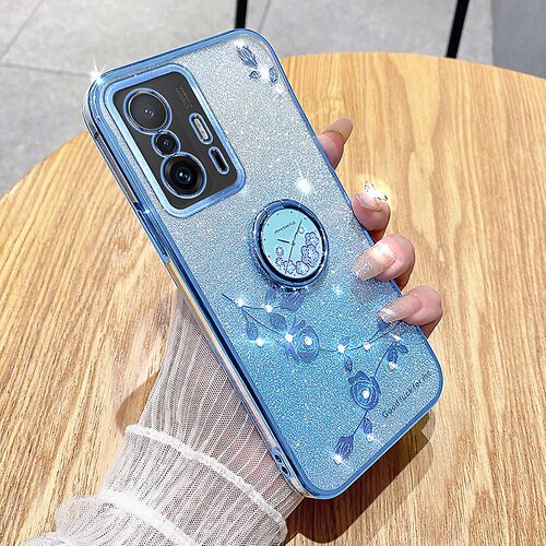 INORCO Za Xiaomi 11T 5G/11T Pro 5G TPU ovitek za telefon s cvetličnim ovitkom za telefon z nosorogovim stojalom, (22032975) Slike