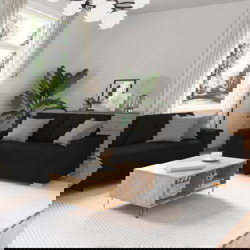 vidaXL 3-delni sedežni set z blazinami, črna tkanina Cene