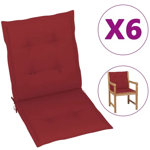 vidaXL Blazine za vrtne stole 6 kosov vinsko rdeče 100x50x3 cm