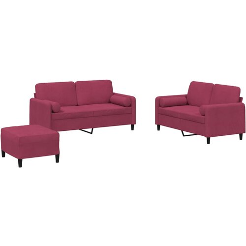 VidaXL 3-dijelni set sofa s jastucima crvena boja vina bar&amp;scaron;unasti Slike