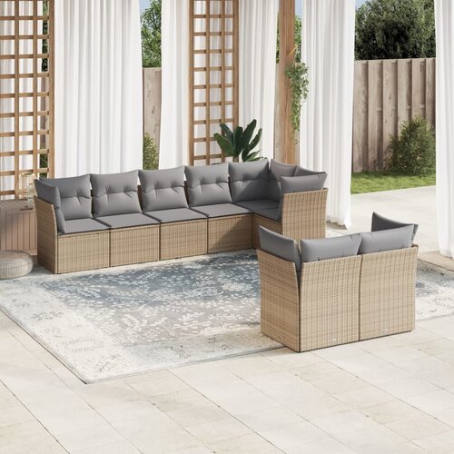 vidaXL 8-dijelni set vrtnih sofa od poliratana s jastucima bež Cene