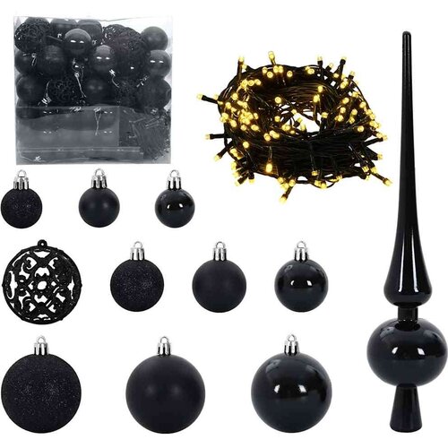 VidaXL set božićnih ukrasnih kuglica 120 pcs crna plastika Slike