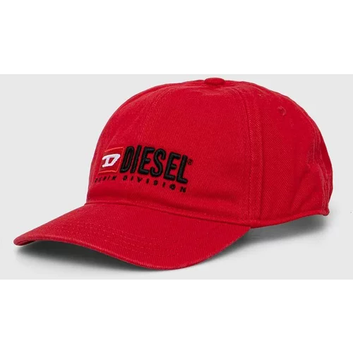 Diesel Pamučna kapa sa šiltom boja: crvena, s aplikacijom