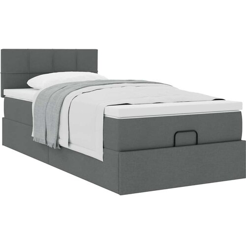 VidaXL otomanski okvir kreveta s madraca tamnosivi 90x200cm od tkanine Slike