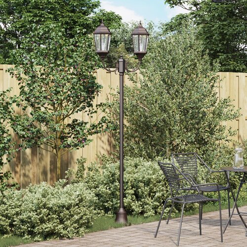 vidaXL Zunanji svetlobni steber 2-lampe E27 bronasta 220 cm aluminij Cene
