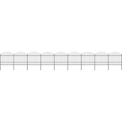 vidaXL Vrtna ograja s koničastimi vrhovi jeklo (1,5-1,75)x15,3 m črna