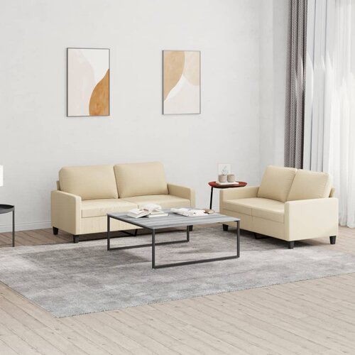  2-dijelni set sofa s jastucima krem od tkanine Cene