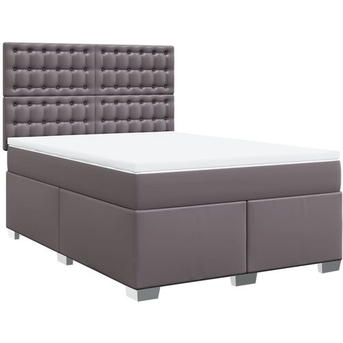 VidaXL Krevet s oprugama i madracem sivi 140x200 cm od umjetne kože Slike