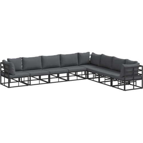 VidaXL Vrtna sedežna garnitura 8 pcs Črna 353 x 283 x 71 cm Aluminij Slike