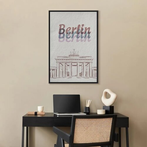  Slika - Berlin in Watercolours (1 Part) Vertical 40x60 U crnom drvenom okviru Slike