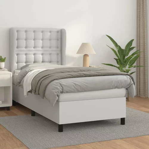  Box spring postelja z vzmetnico bela 80x200 cm umetno usnje, (20900274)
