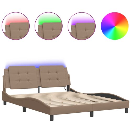 vidaXL Okvir kreveta LED boja cappuccina 160 x 200 cm od umjetne kože Cene