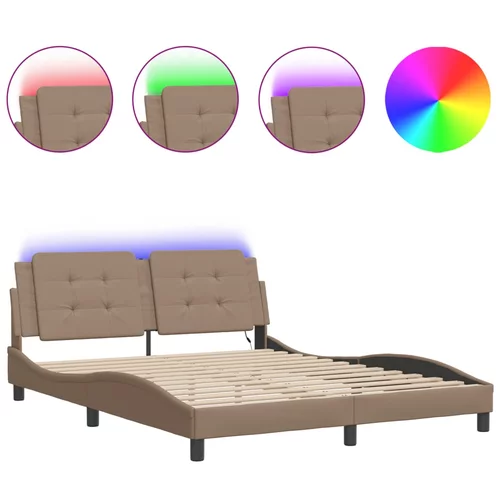 vidaXL Okvir kreveta LED boja cappuccina 160 x 200 cm od umjetne kože