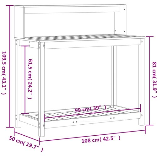  Stol za sadnju s policama 108x50x109,5 cm od masivne borovine Slike
