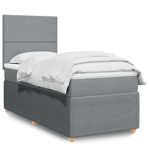 VidaXL Box spring krevet s madracem svjetlosivi 90x190 cm od tkanine Slike